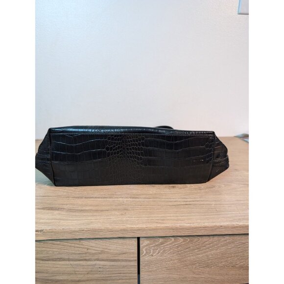 Simply Vera Wang Black Hand Bag Purse Shoulder Bag Faux Snake Double Handle - Picture 5 of 7